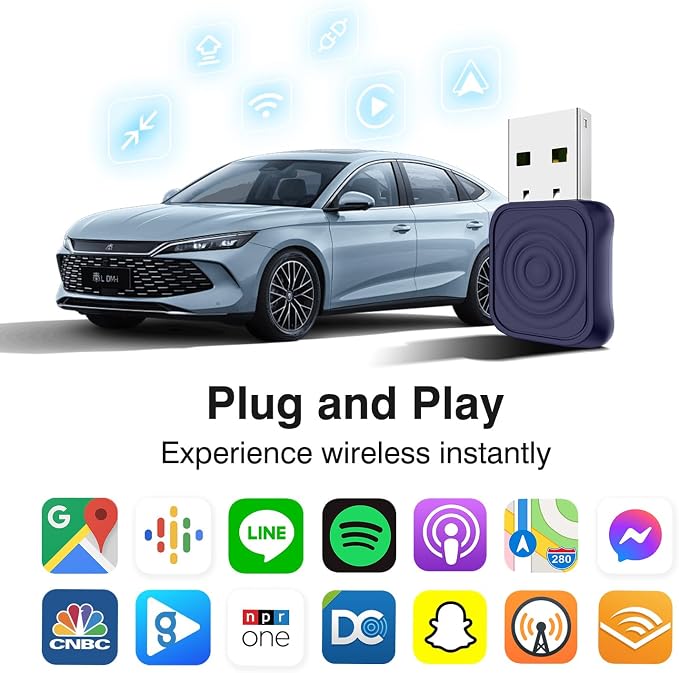MiNi Ultra Wireless CarPlay & Android Auto Adapter - Plug & Play USB-A/USB-C Upgrade for Wired Cars | Retains OEM Mic, Sound Quality & Controls | OTA Updates