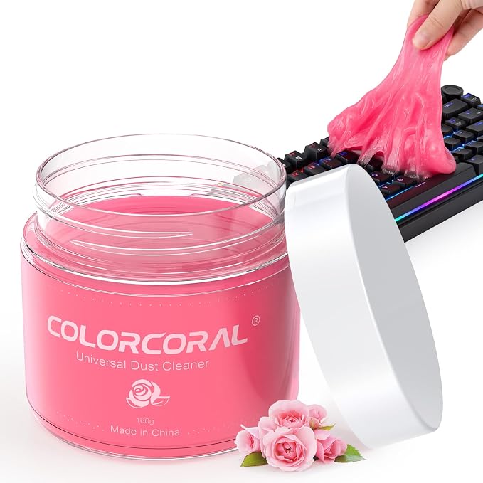 Universal Cleaning Gel Keyboard Dust Cleaner for Office Electronics Product,Cleaning Putty for Car Detailing Laptop Dusting Kit Computer Dust Remover,Computer Cleaning Accessories,Rose Pink