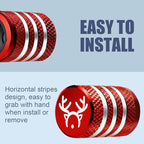 Tire Valve Stem Cap Cover - (5 Pack) Tire Air Cap Corrosion Resistant Christmas Reindeer Antler Antlers Auto Accessories Decoration for Car Truck Bike Red