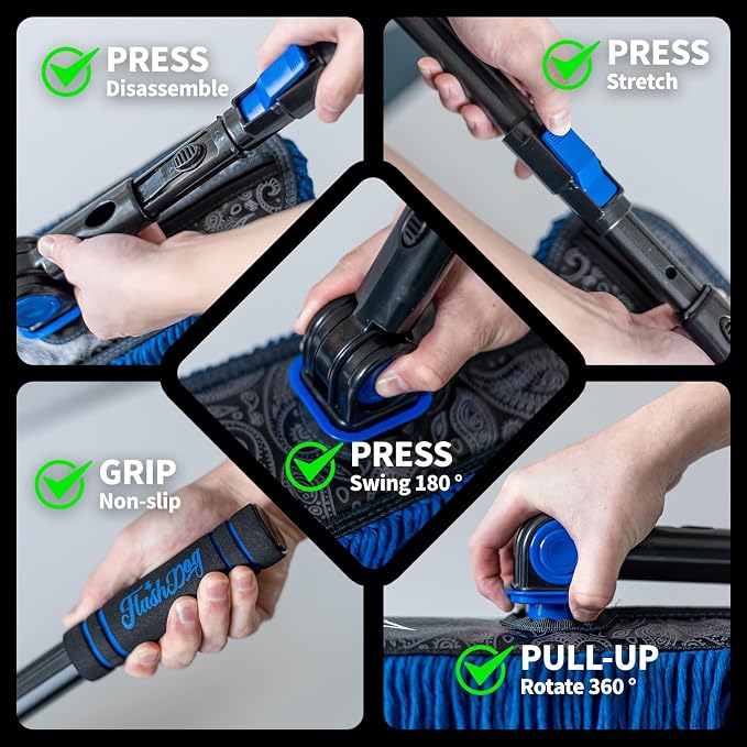 Car Duster Exterior & Interior Scratch Free Kit | Microfiber and Telescopic Aluminum Alloy Handle for Cars/SUV/Trucks with Car Duster Interior, Portable Waterless Dust Removal