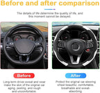 Car Steering Wheel Cover, 15 inch Carbon Fiber Microfiber PU Leather Elastic Steering Wheel Protector for Men Women, Anti-Slip Breathable Car Interior Accessories for Most Cars (Black/White)