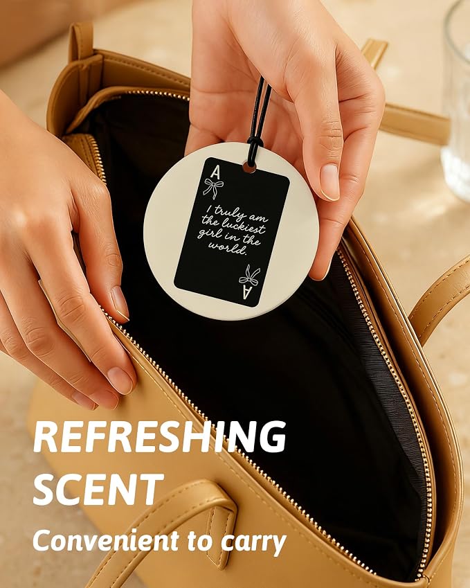 Retro Coquette Leopard Orange Car Air Freshener 4 Pcs, Trendy Preppy Black Cherry Bow Round Hanging Air Freshener for Cars Closet Drawer Books, Girly Y2k Car Accessories Mirror Decor for Women