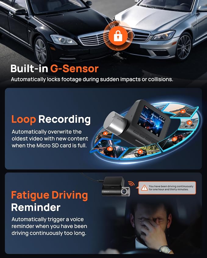 2.7K Dash Cam Front A500S, 1944P Dash Camera for Cars with Sony IMX335, Dashcam Built-in WiFi GPS, Optional Rear Dashcam, ADAS, 2'' IPS LCD Screen, 24H Parking Mode, WDR, Super Night Vision