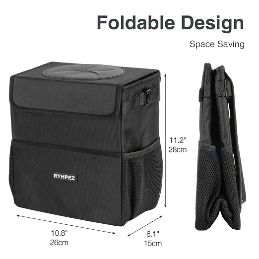 Car Trash Can with Lid - Hanging Trash Bin Garbage Can for Car SUV, Leak-Proof Collapsible Automotive Truck Organizer Road Trip Essentials(3.2 Gallon/12L)