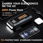 5000A Jump Starter | Povasee A40 Car Battery Jump Starter, 12V Portable Power Pack for All Gas & 10L Diesel Engines, with 3" LCD Display, Dual USB Output & Multi-Mode LED Light