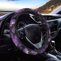 Car Steering Wheel Cover Soft Stretch Auto Steering Wrap Protector for Women Men, Universal Halloween Auto Accessories Fit Most Vehicles, Bat Purple Tie-dye