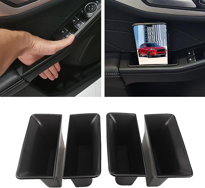 Door Side Storage Box For Ford Escape 2020 2021 2022 2023 2024 2025 2026 Accessories Door Pocket Handle Protector Insertion Tray Organizer (4PCS/set Front rear door storage box)