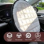 1 PC Car Steering Wheel Sun Shade, 16.93" Aluminum Foil Material Car Driving Handle Cover, Thickened Slip-on Steering Wheel Sunshade Protector, Universal for Most Cars SUVs Trucks (Silver)
