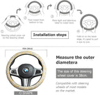 Beige Spherical Flowers Steering Wheel Cover Auto Embroidery Steering Wheel Protector, Anti-Slip, Breathable, Absorbing Sweat, Universal Car Accessories 14.5–15 inch,Fit for Most Car, Trucks, SUV