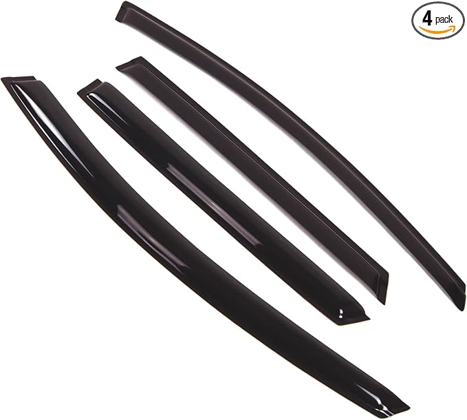 Outside Mount Window Vent Visors Rain Guards Compatible with Mazda CX-9 2007-2015 | Side Window Wind Deflectors Rain Shields | Black Tinted, 4 Pcs Set, BGWV-311