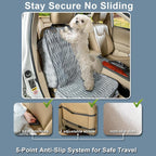 Dog Car Seat Cover for Front Seat, Soft Plush Waterproof Pet Protector with Non-Slip Bottom, Full Coverage with Side Flaps, Against Hair, Dirt and Scratches for SUVs and Trucks (Grey, Front)