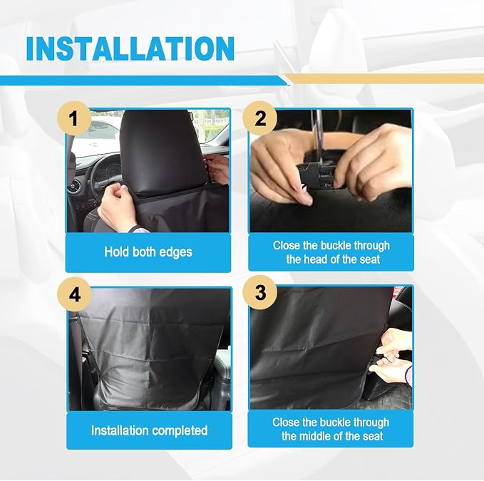 2 Pack Car Kick Mats Back Seat Protector, Seat Back Protector for Vehicles to Protect from Dirt, Mud and Scratches, Fits Most SUVs and Vans, Waterproof Oxford Durable Car Seat Back