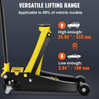 4 Ton Low Profile, Heavy-Duty Steel Racing Floor Jack with Dual Pistons Quick Lift Pump, Lifting Range 3.94"-20.98"