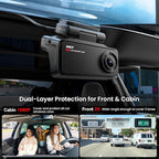 4G LTE Dash Cam with Live-Streaming, Anti-Theft Car Security Camera, Instant Alert via App, Cloud & SD Storage, 2K+1080P Front Inside, No Screen, IR Night Vision, 24/7 Parking Mode, GPS, OBD