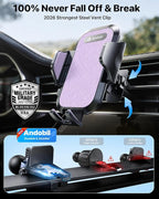 2026 Upgraded Car Phone Holder Mount, Military-Grade Phone Holders for Your Car Vent Stable Metal Clip Universal 360° Cell Phone Car Mount for iPhone 17 Pro Max 16/15/14/13/12/ Samsung, Purple