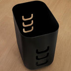 Luup Trash Can (Black) - Reuse Grocery Bags - Plastic Garbage Container for Bathroom, Vanity, Laundry Room, Kitchen, Office, Garage - 2.5 Gallon Wastebasket with Hooks to Secure Trash Bags