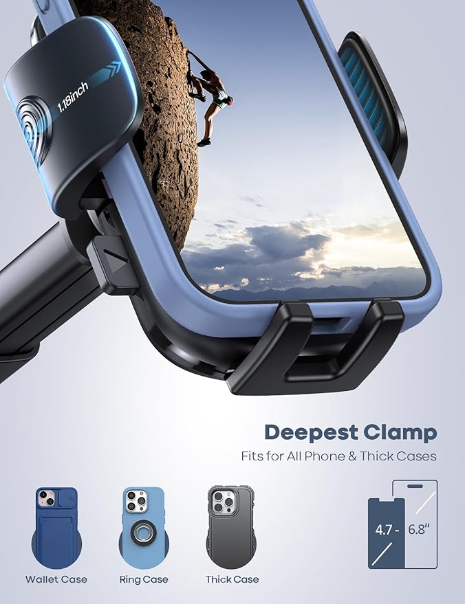 Car Phone Holder - [Strongest Military-Grade Suction Cup] 360° Rotation Phone Holders for Your Car Quick Release Adjustable Phone Mount for Car Dashboard for iPhone 17 16 Pro Max Galaxy Truck