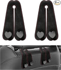 2 PCS Car Seat Headrest Hook, Suede Heart Shape Auto Double Seat Back Purse Storage Hook, Cute Backseat Organizer Universal Bag Holder Most Vehicles, Car Accessories (Black)