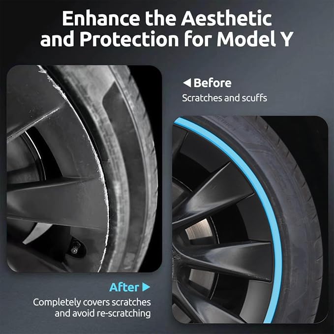 Wheel Rim Protector for Tesla Model Y 20 Inch Induction Wheels All-in-one Car Tire Trim Rings Rim Case Hubcaps Wheel Cover 2020-2024 Model Y Accessories