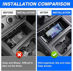Center Console Organizer Tray for Land Rover Defender Accessories 90 110 130 2020-2025 2026, Durable ABS Middle Console Organizer Central Storage Box with Non-Slip Mat