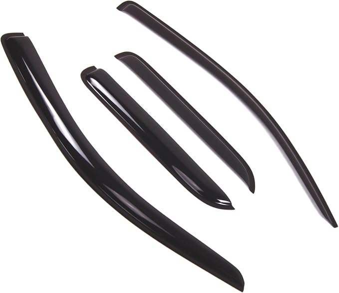 WD2-621 Dark Smoke 4 Pcs Set Window Visor (Outside Mount) Deflector Rain Guard Compatible with 2014-2016 Chevrolet Silverado Extended Cab