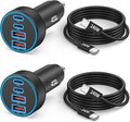 for iPhone 17 16 15 Pro Max Car Charger, 2-Pack 90W 4-Port Car Charger USB C Fast Charge Cigarette Lighter Adapter Accessories with 240W 3FT USB C Cable for iPhone 17/17 Pro/Air/16/15 Pro Max, Android