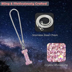 Bling Pink Car Accessories for Women Letter Charm, Rainbow Color Rear View Mirror Cute Crystal Pendant Car Decorations, Lucky Gifts Girly Diamond Rhinestone Charm Letter I