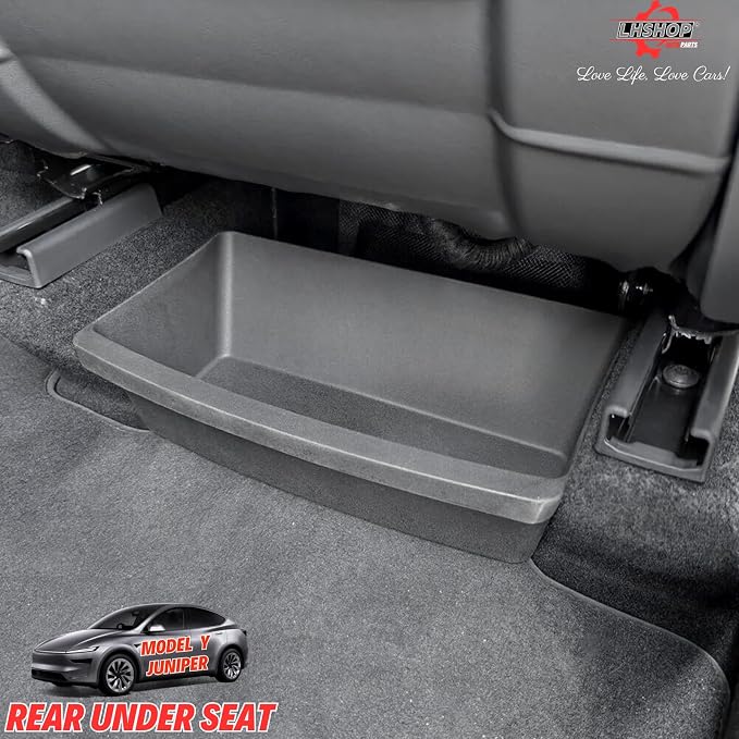 2Pcs Under Seat Storage Boxes for Tesla Model Y Juniper | Underseat Storage Drawer, Hidden Organizer, Durable TPE, Easy to Clean, Removable, Upgrade Under-Seat Console