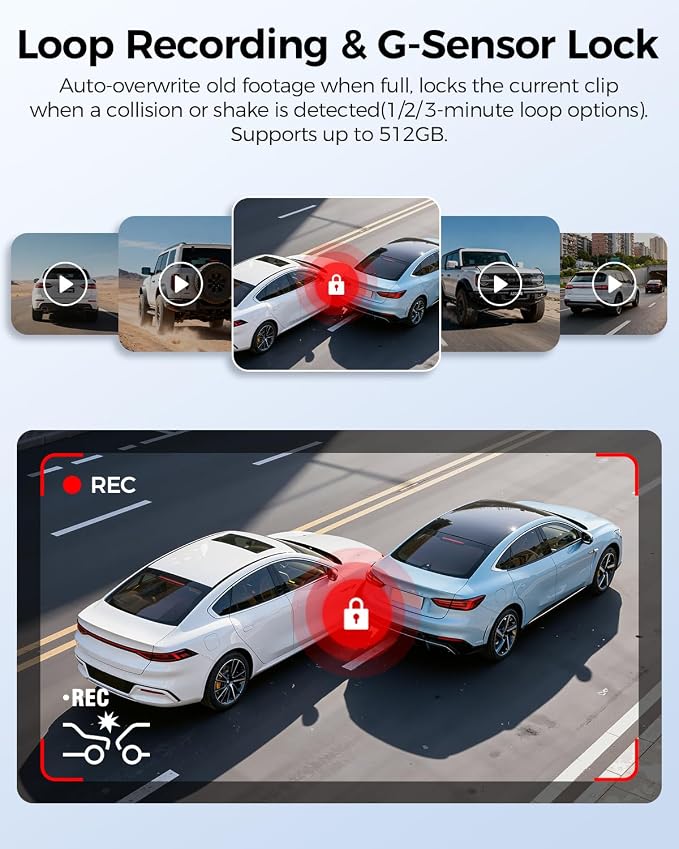 3 Channel Dash Cam Front and Rear Inside, 4K+1080P+2.5K ADAS Dash Cam, 3.19'' IPS Car Camera, 5.8G WiFi GPS Dash Cam for Cars, Voice Control, Night Vision, 24/7 Parking Mode, 64GB Card M550 Pro