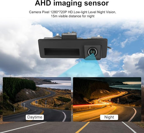 170° Car Handle Backup Camera HD Waterproof Rear View Camera Night Vision Reverse Parking Assistance for Audi A3 S3 S5 A4L A6L Q3 Q5 Q7 for VW Tiguan Passat Touareg Lavida Sagitar