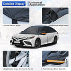 Half Car Cover, Windshield Cover for Ice and Snow Top with Reflective Straps, Roof Cover Waterproof All Weather Dust, Sun Protection. Front Rear Window Cover Fit Sedan. 3XL (128"-139")