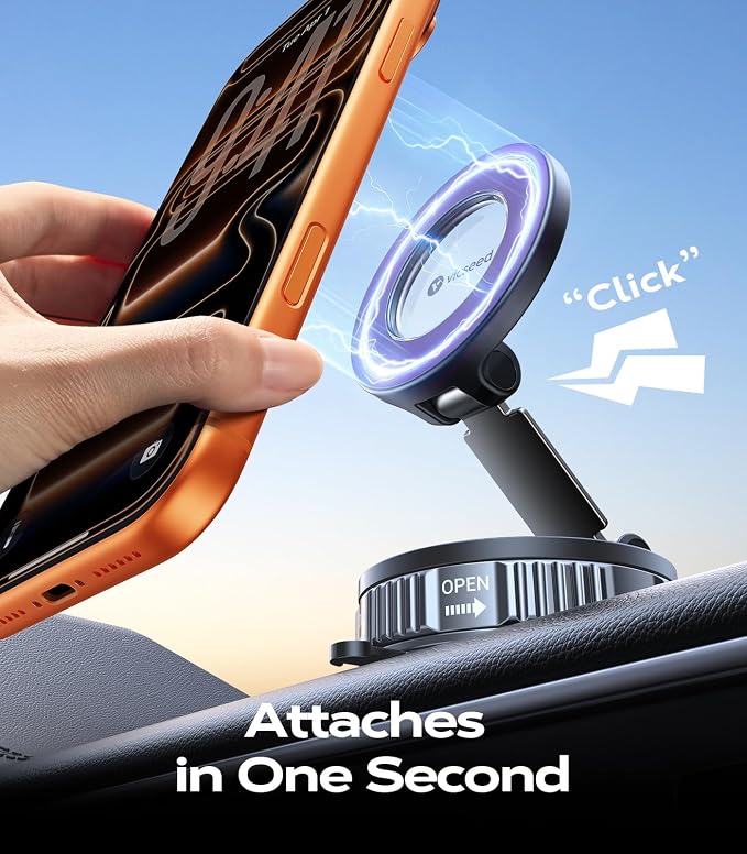 2026 Upgraded Car Phone Holder for Magsafe Car Mount [85 LBS Strongest Suction] Vacuum Magnetic Phone Holders for Your Car 360° Adjustable Car Phone Mount for iPhone 17 Pro Max 16 15 14 Purple