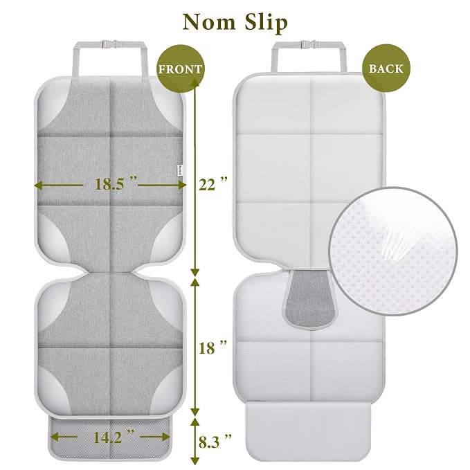 Car Seat Protector for Child Car Seat, Durable 600D Fabric Waterproof Car Seat Cover with Thick Pad Non-Slip Backing，No Imprints (Silver Gray-1 pc)