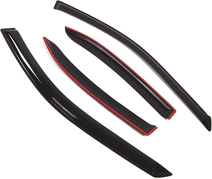 WD2-321 Dark Smoke 4 Pcs Set Window Visor (Outside Mount) Deflector Rain Guard Compatible with 1999-2003 Mitsubishi Galant Sedan
