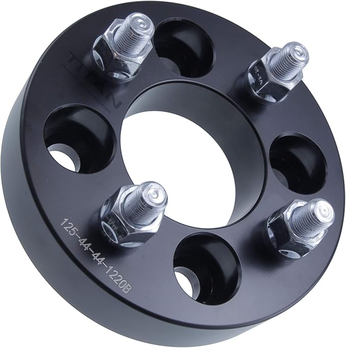 1 Inch Golf Cart Wheel Spacer Compatible with EZGO, Club Car, Yamaha Golf Cart - 4x4 Bolt Pattern, 66mm Hub Bore, 1/2x20 Studs, Billet Aluminum, Black - Pair