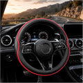 Car Steering Wheel Cover Full Surround - Soft Breathable Anti-Slip Heavyweight Safety Cover, Thick Cushioned Sports Style Universal Fit for Auto Truck SUV (Black/Red)