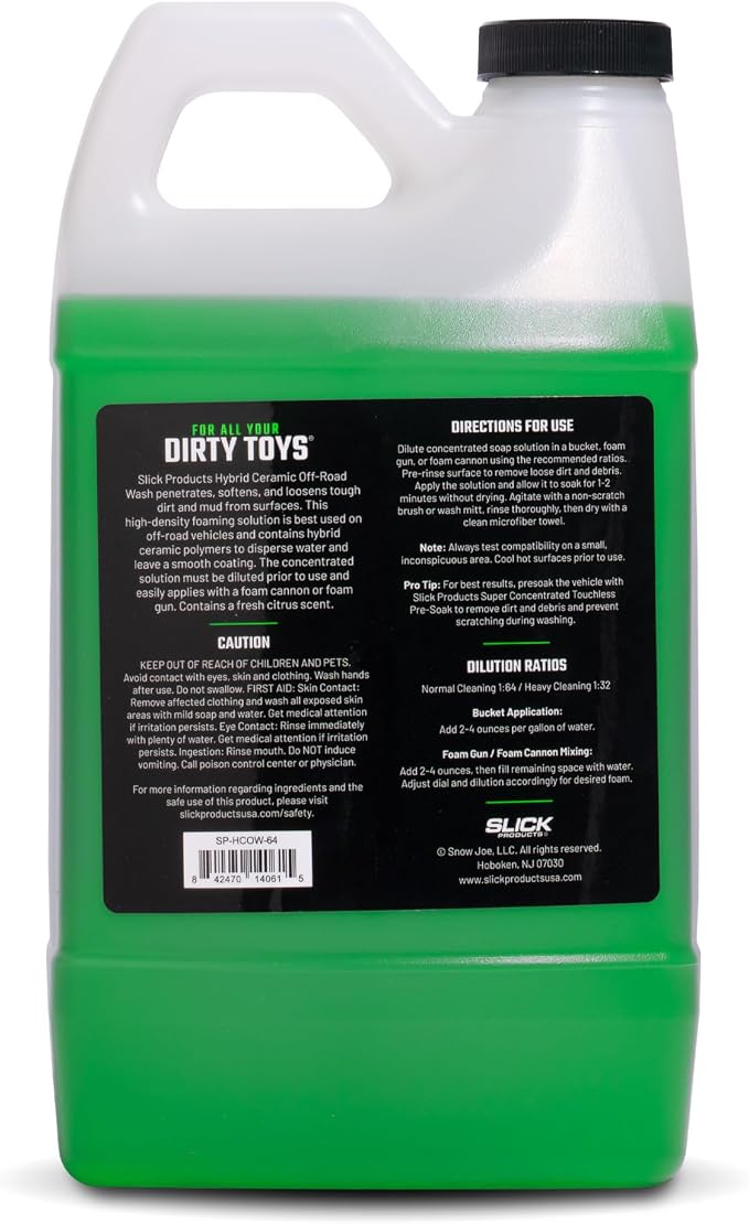 Hybrid Ceramic Off-Road Wash - Extra Thick Super Concentrated Cleaning Solution for Dirt Bike, UTV, Side x Side, Truck, Offroad Car Wash Soap Shampoo Works With Foam Cannon, Foam Gun, Sprayers