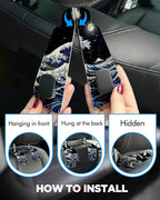 Purse Holder for Car, 2 Pack Heavy Duty Purse Hanger for Car, PU Leather Car Seat Hooks for Purses and Bags, Cute Wave Headrest Organizer for Handbags & Backpacks
