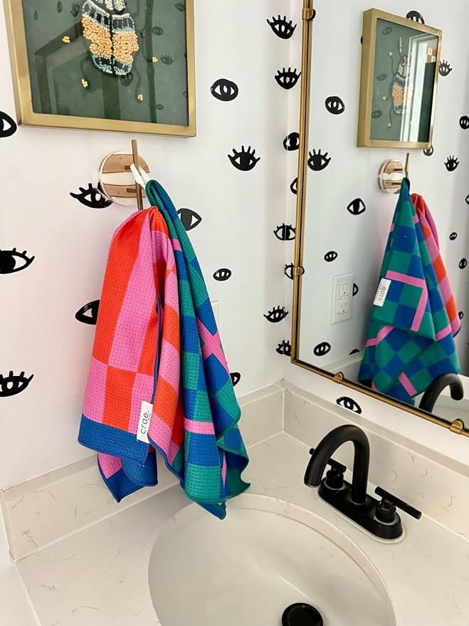 crae. Double Sided Microfiber Hand Towels, 17x27 Inches Waffle Design Kitchen Towels Set, Durable & Soft Fast Drying Hand Wash Cloth, Everyday Use Dishcloth at Home (Collins/Marine)