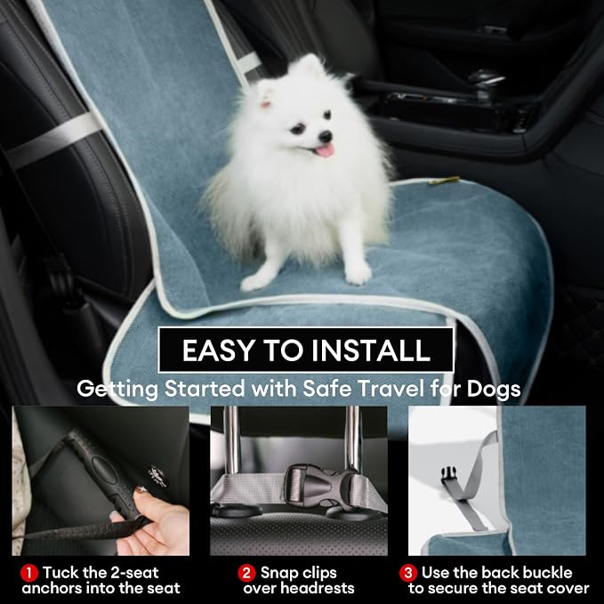 Dog Car Seat Cover for Front Seat, Dog Seat Cove Waterproof, Scratchproof Non-Slip Car Seat Protector, Universal Fit Most Cars, SUVs, Trucks, Blue