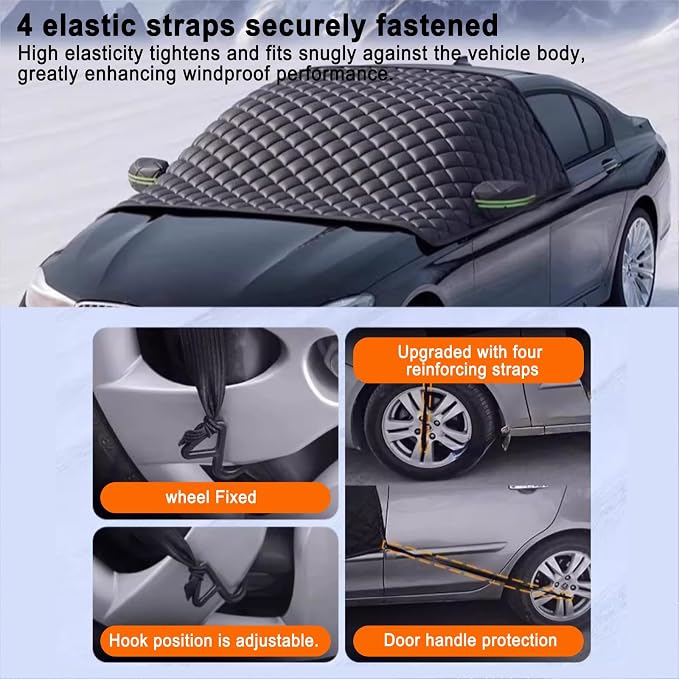 Car Windshield Cover for Ice and Snow for Toyota Tundra 1999–2025 2020 2021 2022 2023 2024 2026, Automotive Large Windshield Snow Covers with Side Window and Rearview Mirror Protector