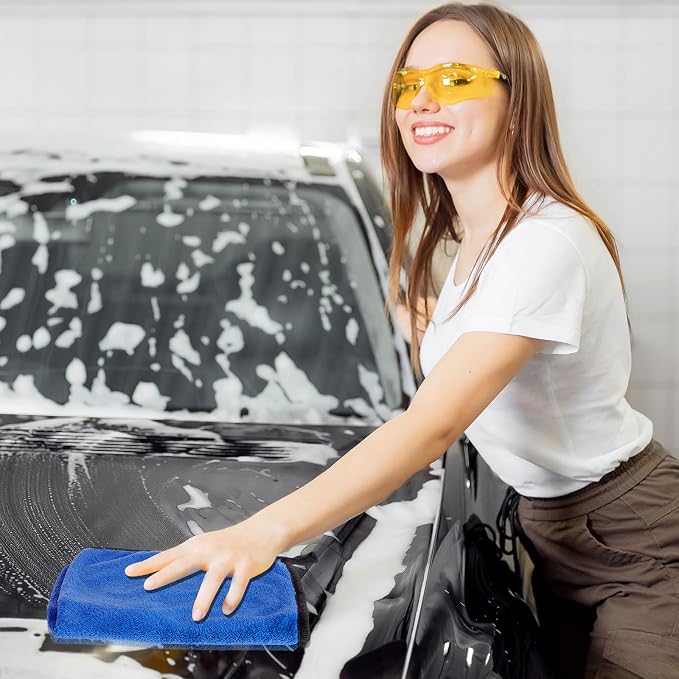 60 Pcs Blue Microfiber Towels: 16"x16" Microfiber Drying Towels Bulk Micro Fiber Car Cleaning Cloth for Cars Drying Washing Polishing Cleaning Household Supplies