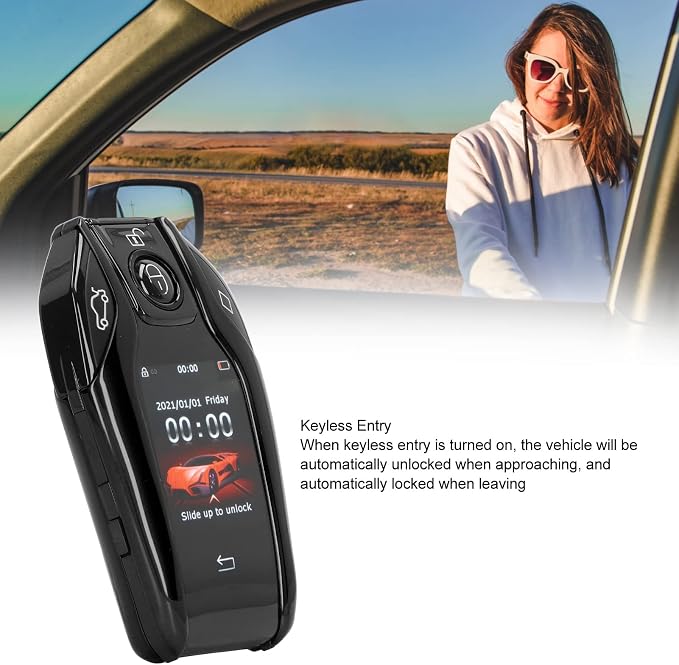 LCD Key fob LCD Key for All Cars Keyless Entry and Remote Control Universal TK800+ LCD Touch Sn Smart Key Remote Keyless Entry for All Start Stop Engine Button Red (Black)