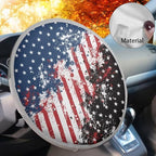 Steering Wheel Cover Sun Shade Universal Anti-Heat Aluminum Foil Auto Interior Protector, USA Flag Design Block UV Rays Cool in Summer Universal for Cars Truck SUV Van