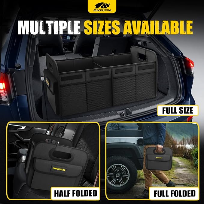 Car Trunk Organizer - 70L Collapsible Trunk Organizer with Reinforced Handles for Groceries, Car Storage Organizers for SUV Auto Truck Van with Non Slip Bottom (Black)