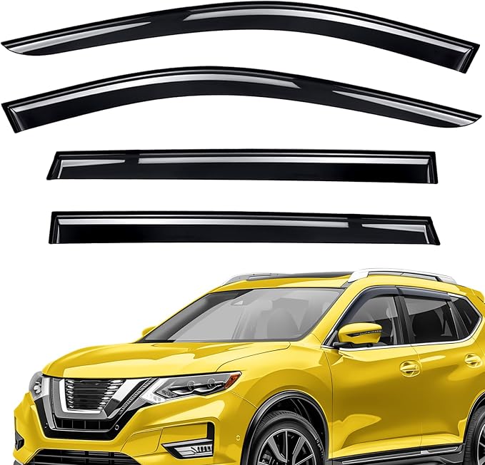 Extra Durable Window Deflectors Tape-On Window Visors Rain Guards Fit for Nissan Rogue 2014-2020, Sun Visors, Wind Vent for Shades, Exterior Car Accessories - 4pcs. AG0287