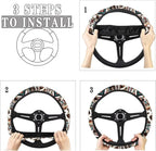 Car Steering Wheel Cover 15 Inch Universal Breathable Soft Anti-Slip Auto Accessories Steering Wheel Protector Fit for Most Vehicles, Aztec Geometric Cow Print