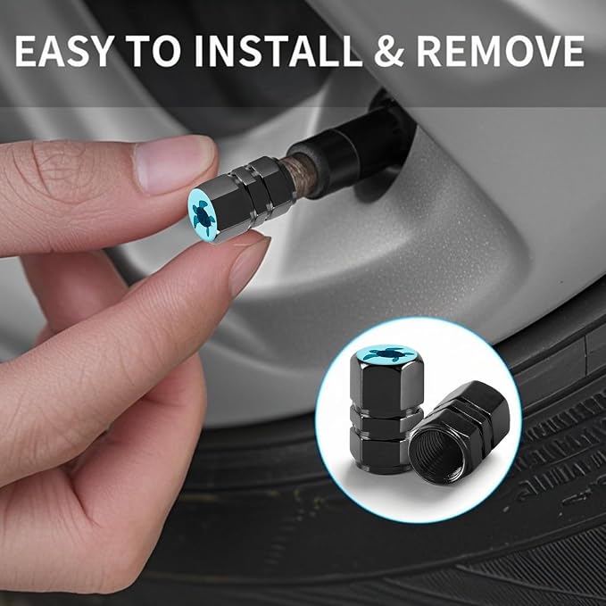 4Pack Turtle Tire Valve Caps Universal Tire Air Cap Valves Stem Covers | Aluminum Alloy Rust-Proof Valve Stem Caps, for Auto SUV Truck Motorcycle Bicycle, Turtle Gifts Decor for Women Men Drivers