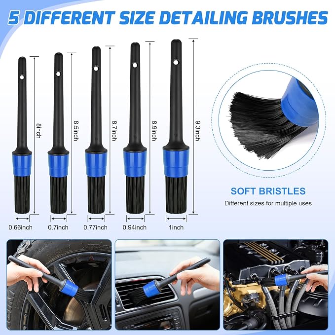 52PCS Car Detailing Kit Auto Cleaning Tools Wash Set with Storage Carry Bag Home Use for Interior Exterior Deep Clean Polish Car Care Windshield Dashboard Seat Air Vents Wheels Tires, Blue