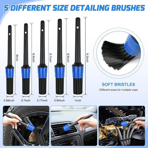 15PCS Car Detailing Kit Auto Cleaning Tools Wash Set with Storage Carry Bag Beginners Easy to Use for Interior Exterior Car Care Clean Windshield Dashboard Seat Air Vents Wheels Tires, Blue